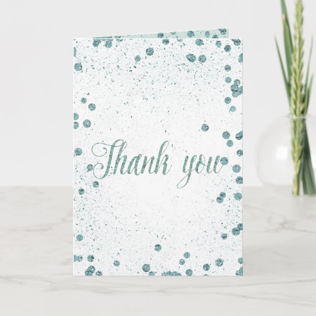 Mint Glam Confetti Dots Vielen Dank Dankeskarte (Vorderseite)