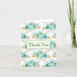 Mint Glam Gold Floral Vielen Dank Dankeskarte