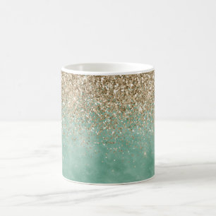 Mint Glam Gold Sparkle Glitzer Kaffeetasse