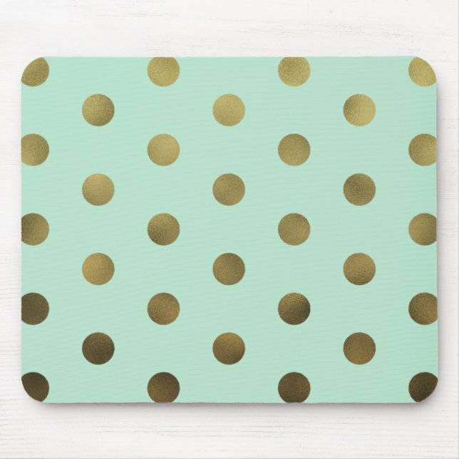 Mint Glam Imitats Gold Polka Dots Mousepad (Vorne)