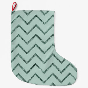 Mint Glam Zickzack Zigzag Streifen Großer Weihnachtsstrumpf