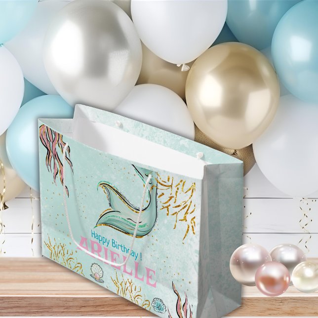 Mint Glitter Mermaid tail under the sea Treats Große Geschenktüte (Von Creator hochgeladen)