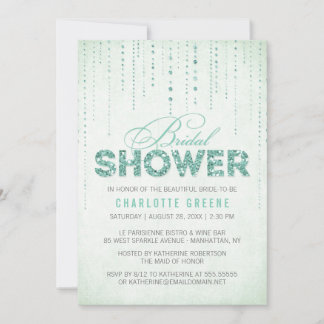 Mint Glitzer Look Bridal Dusche Einladung