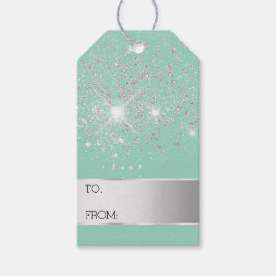 Mint Glitzer Silver Confetti Weihnachten Geschenkanhänger