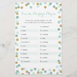 Mint & Gold Baby Dusche beenden Daddy's Phrase Gam