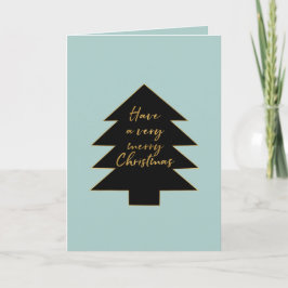 Mint Gold Black Merry Christmas Tree Feiertagskarte
