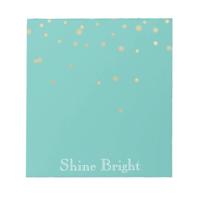 Mint Gold Confetti Notizblock (Vorderseite)
