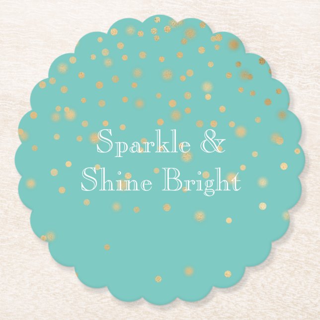 Mint Gold Confetti Untersetzer (Vorderseite)