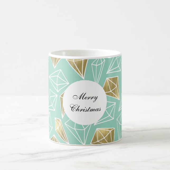 Mint Gold Diamonds Weihnachten Kaffeetasse (Mittel)
