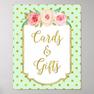 Mint Gold Dots Karten und Geschenke-Zeichen Poster