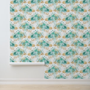 Mint Gold Floral Tapete