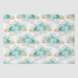 Mint Gold Glam Floral Seidenpapier