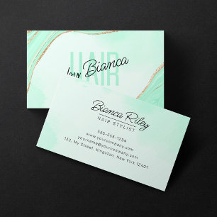 Mint Gold Glitter Achat Friseur Salon Visitenkarte