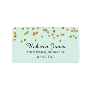 Mint Gold Glitter Konfetti-Adressetiketten Adressaufkleber