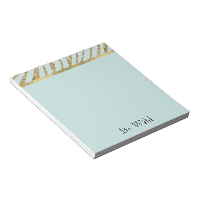 Mint Gold Glitter Zebra   Notizblock (angewinkelt)