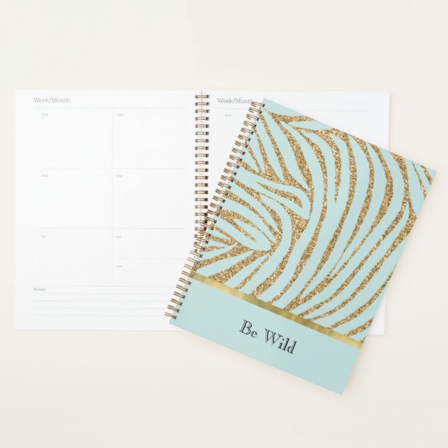 Mint Gold Glitter Zebra   Planer (Anzeige)