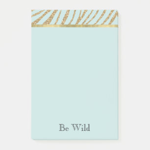 Mint Gold Glitter Zebra   Post-it Klebezettel