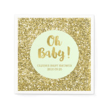 Mint Gold Glitzer Confetti Oh Baby Dusche