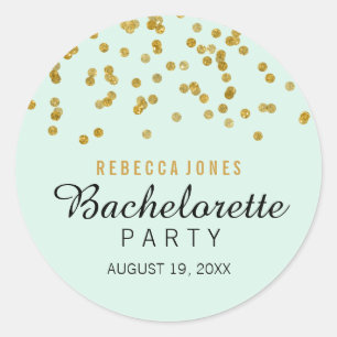 Mint Gold Glitzer Konfetti Bachelorette Sticker