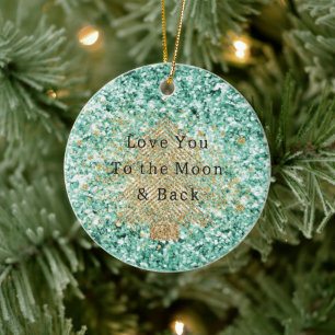 Mint Gold Glitzer Weihnachtsbaum Keramik Ornament