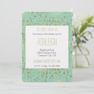 Mint Gold Leopard Tiergeburt Einladung