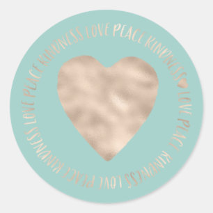 Mint Gold Liebe Peace Kindness Heart Runder Aufkleber