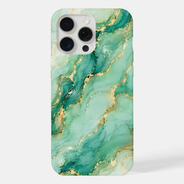 MINT & GOLD MARMOR LUXUS iPhone HÜLLE (Rückseite)