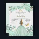 Mint Gold Prinzessin Sweet 16 Einladung<br><div class="desc">Budget Elegant Mint Gold Schmetterling Blumenprinzessin Sweet 16 Einladung</div>