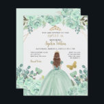 Mint Gold Prinzessin Sweet 16 Einladung<br><div class="desc">Budget Elegant Mint Gold Schmetterling Blumenprinzessin Sweet 16 Einladung</div>