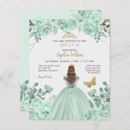 Mint Gold Prinzessin Sweet 16 Einladung