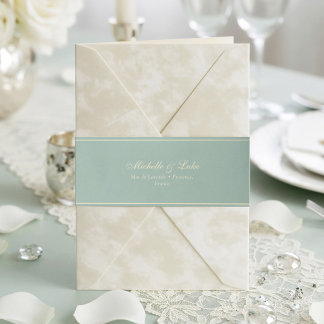 Mint-Gold-Samt-Hochzeitseinladung Einladungsbanderole