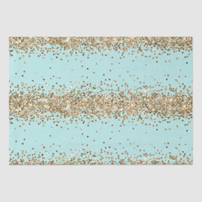 Mint Gold Sparkle Glitzer Seidenpapier (Vorderseite)