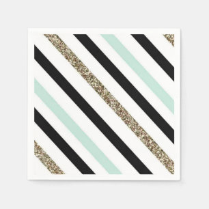 Mint Gold Striped Napkin Serviette