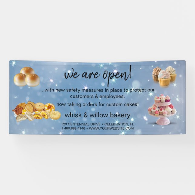 Mint & Gold Whisk Bakery Business Wiedereröffnung  Banner (Horizontal)