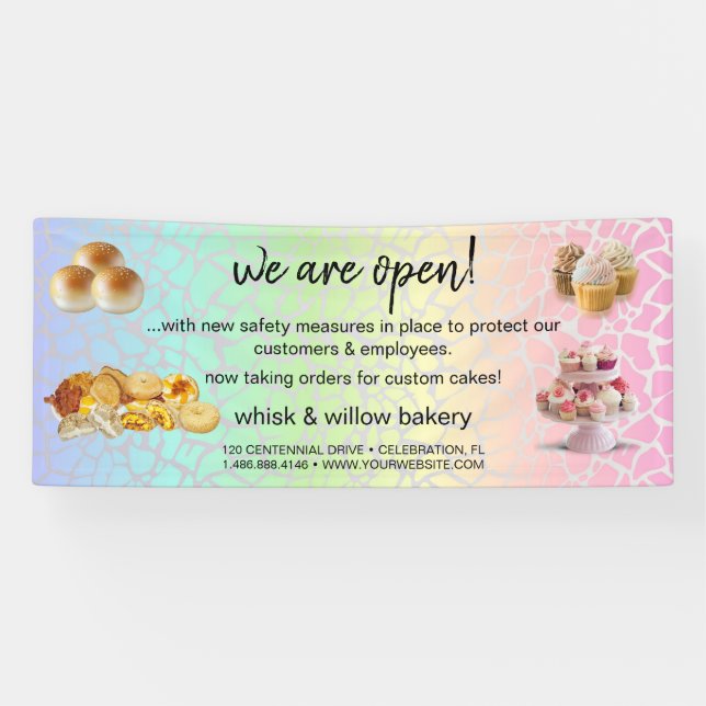 Mint & Gold Whisk Bakery Business Wiedereröffnung  Banner (Horizontal)