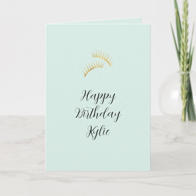 Mint Gold Wimpern Karte (Vorderseite)