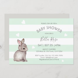 Mint Gray Bunny Baby Shower Einladungen