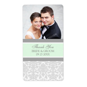 Mint Gray Damask Foto Hochzeitsmarken