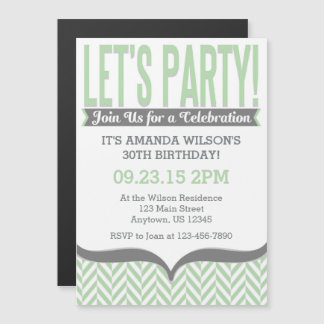 Mint Gray Modern Magnetic Birthday Einladungen