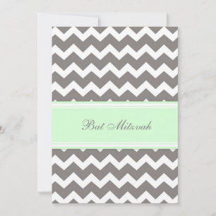 Mint Gray Zickzack Bat Mitzvah Einladungen