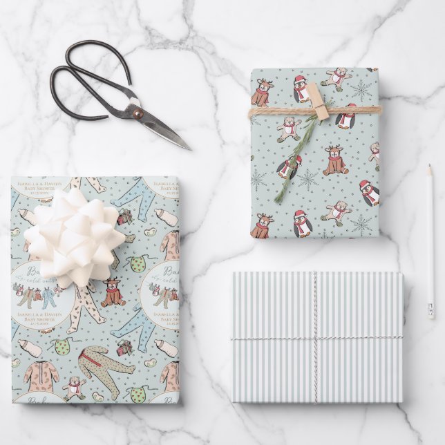 Mint Gree Baby seine kalte Außendusche Geschenkpapier Set (Vorderseite)