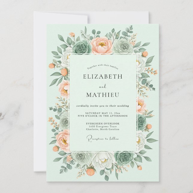 Mint Green Alluring Succulent Wedding Einladung (Vorderseite)