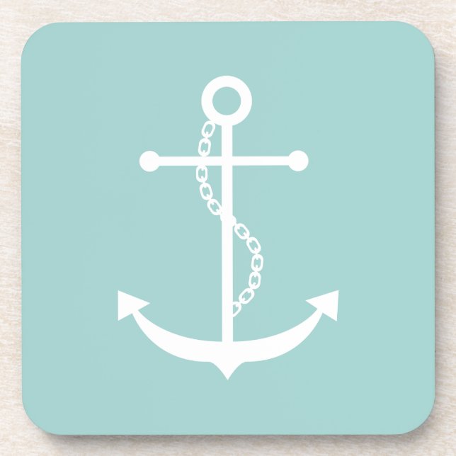 Mint Green Anchor Getränkeuntersetzer (Vorderseite)