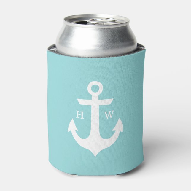 Mint Green Anchor Monogram Dosenkühler (Kanne Vorderseite)