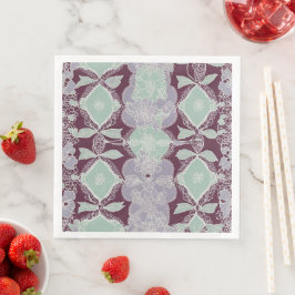 Mint green and lavender purple patterns AI art  Serviette