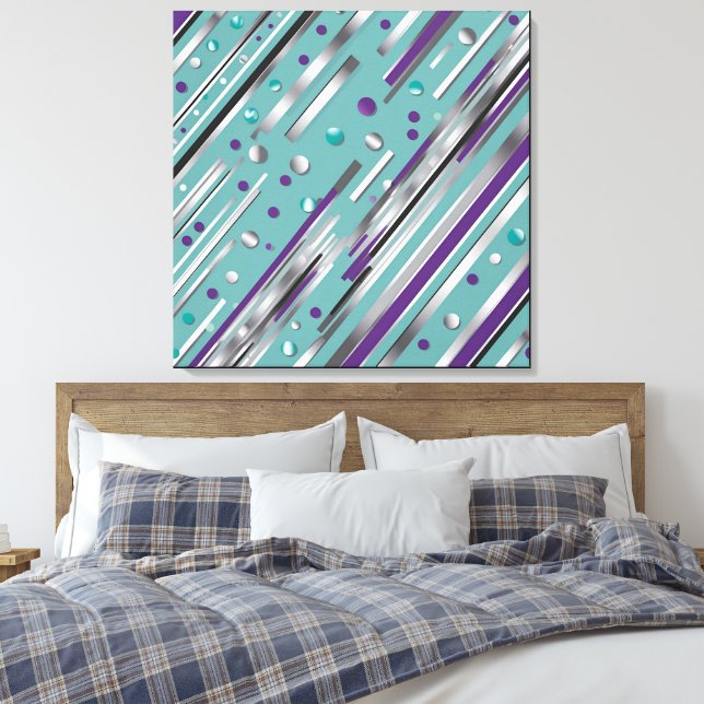 Mint green and Purple polka dot stripe  Leinwanddruck (Insitu (Schlafzimmer))
