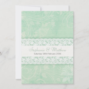 Mint green and white lace wedding invitation einladung