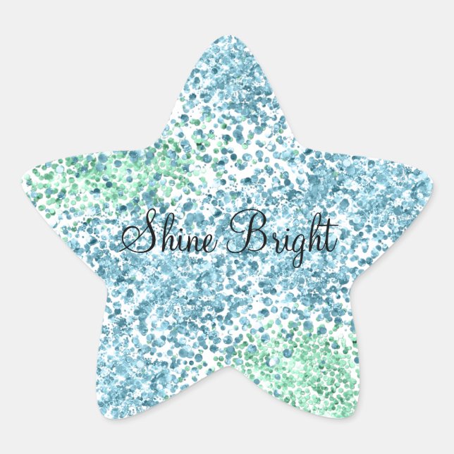 Mint Green Aqua Blue Sparkle Dots Glitz Stern-Aufkleber (Vorderseite)