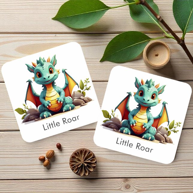 Mint Green Baby Dragon Little Roar Paper Untersetz Rechteckiger Pappuntersetzer (Von Creator hochgeladen)