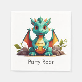 Mint Green Baby Dragon Party Roar Paper Napkins Serviette
